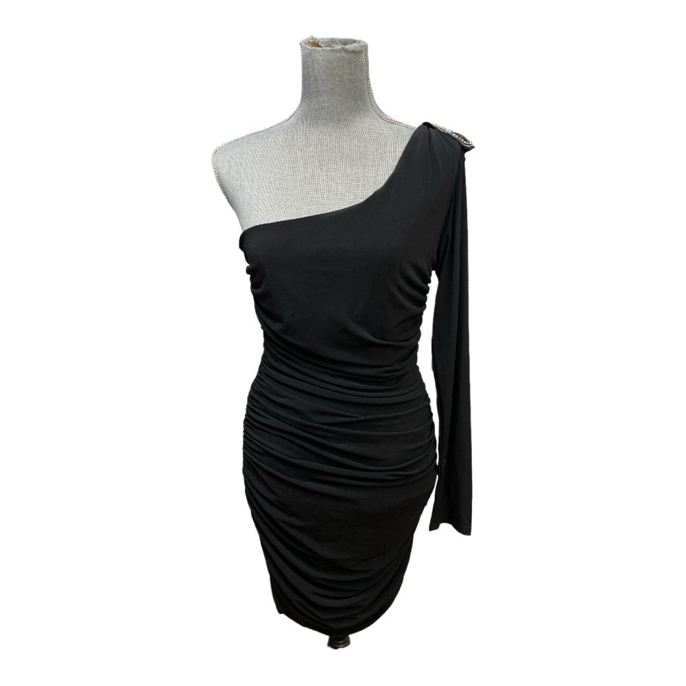 City Triangles One Shoulder Body Con Little Black Dress Size Large
